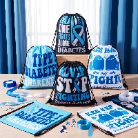 Amylove Diabetes Awareness Drawstring Backpack 11.8 Blue Ribbon Type, frame 2