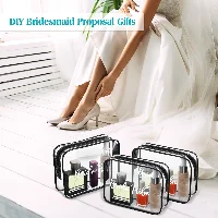Amylove Bridesmaid Makeup Bag for Bridal Party Gifts Clear Makeup, frame 3