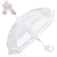 Amylove Lace Parasol Umbrella Set Tea Party Decoration, frame 1