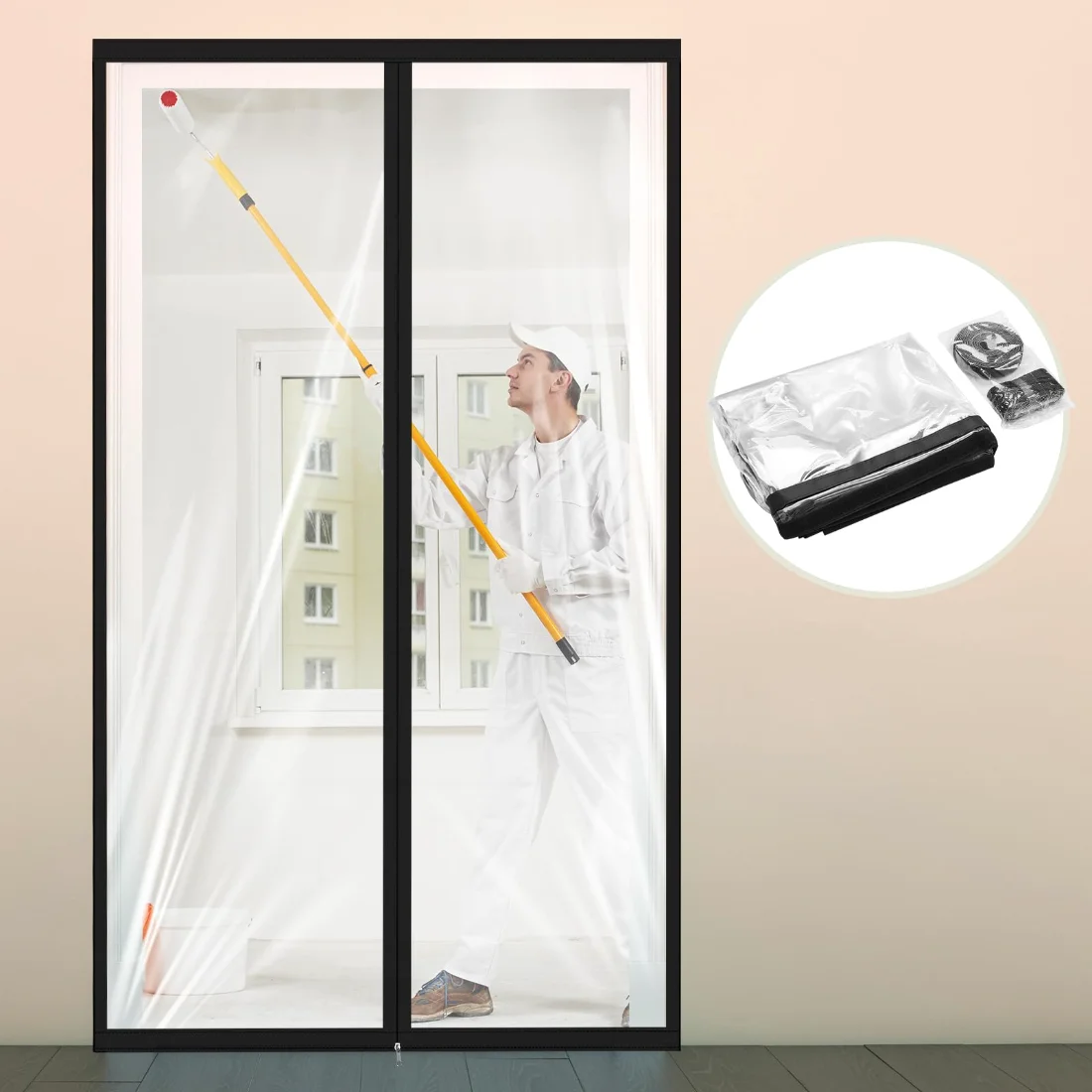 Amylove Zipper 38 x 83 Inch Dust Barrier Door 3 x 7 ft Construction