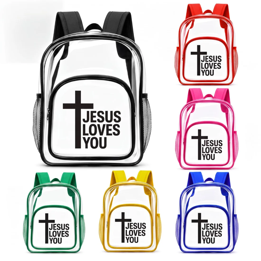 Amylove 15 Inches Clear Christian Backpack Kids