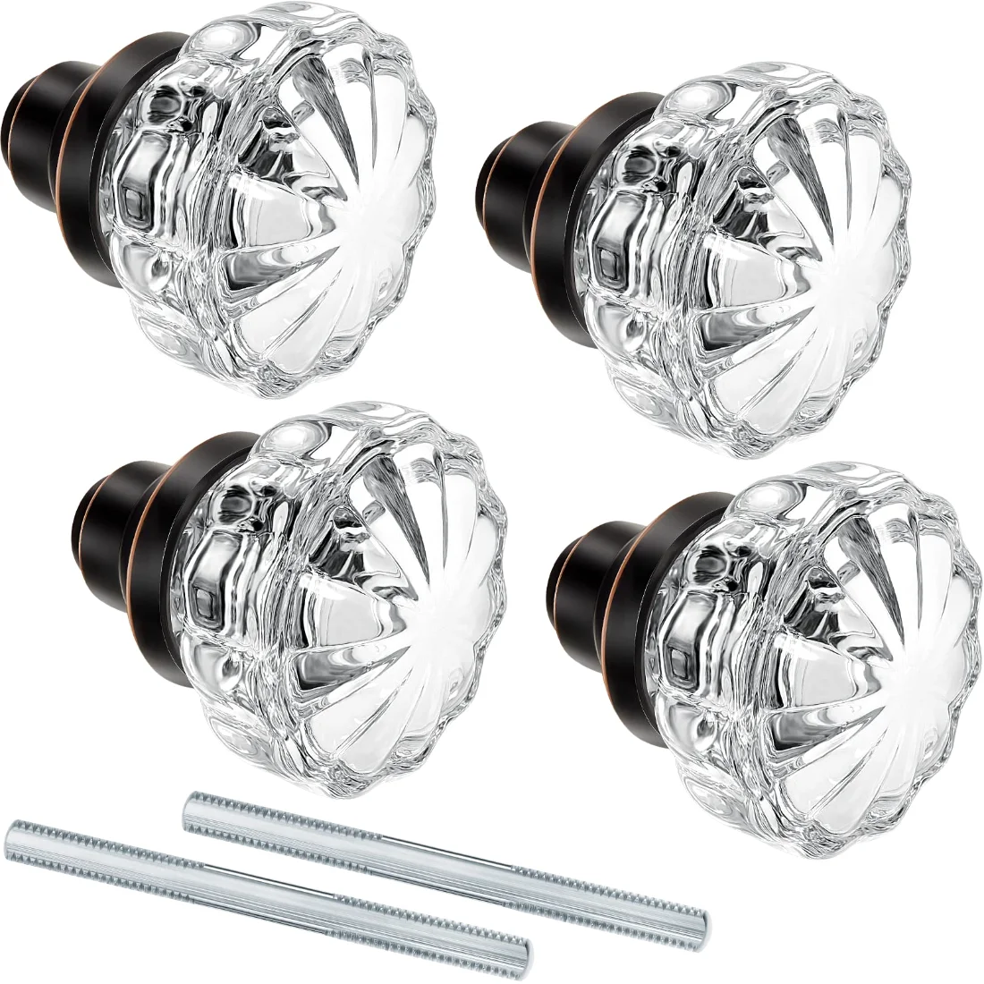 Amylove Glass Door Knobs Fluted Interior with Spindle