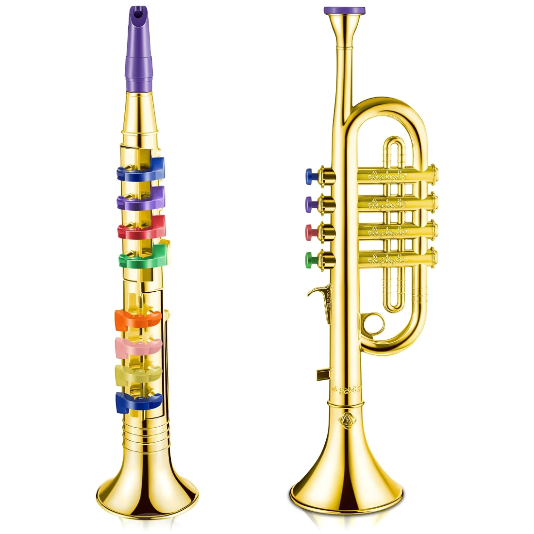 Amylove Set of 2 Toy Trumpet and Clarinet Toddlers Plastic
