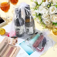 Amylove White Organza Bags Sheer Mesh Gift Bags with Drawstring Party, frame 2