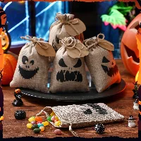 Amylove Halloween Burlap Gift Bags Small Drawstring Goodie Treat Bags, frame 2