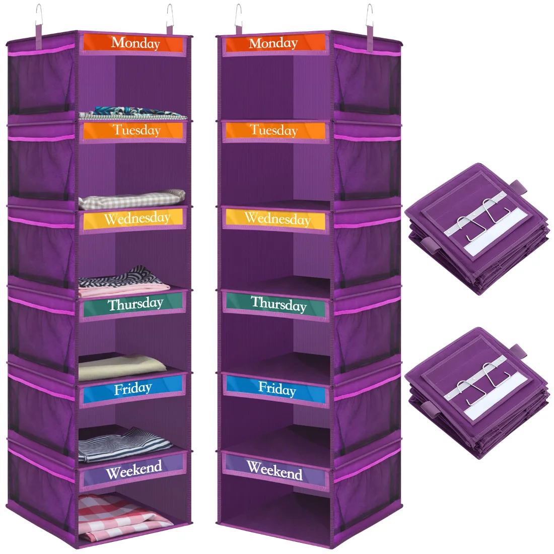 Amylove 6 Shelf Hanging Weekly Clothes Organizer for Kid