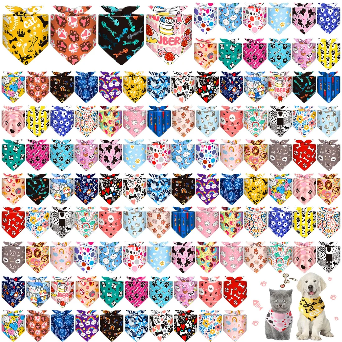 Amylove Dog Bandanas Adjustable Pet Scarf Assorted
