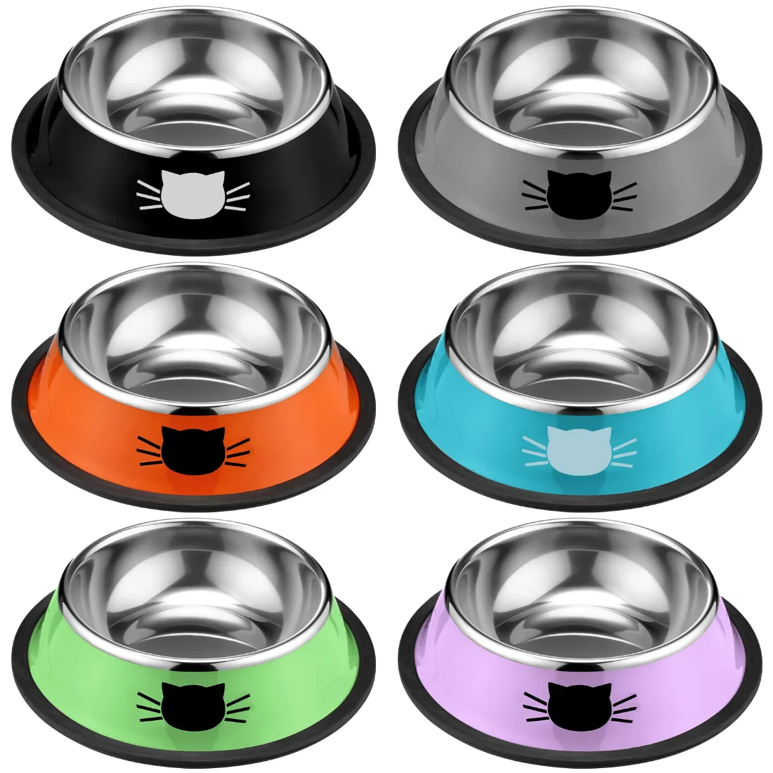 Amylove Cat Bowls for Food and Water Cat Dishes Stainless Steel Pet