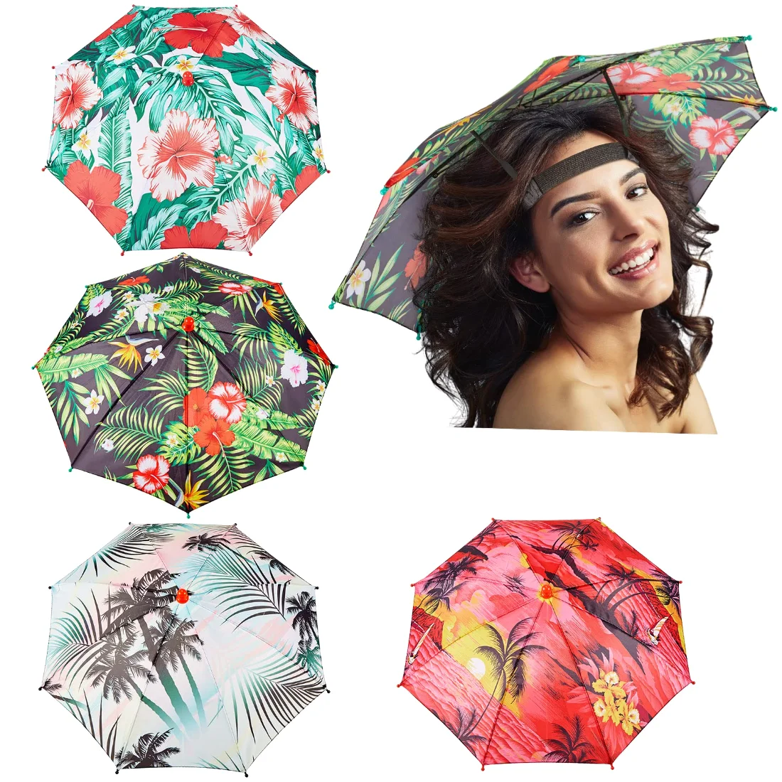 Amylove Umbrella Hat Hands-Free Colorful Head Umbrella Fishing Summer