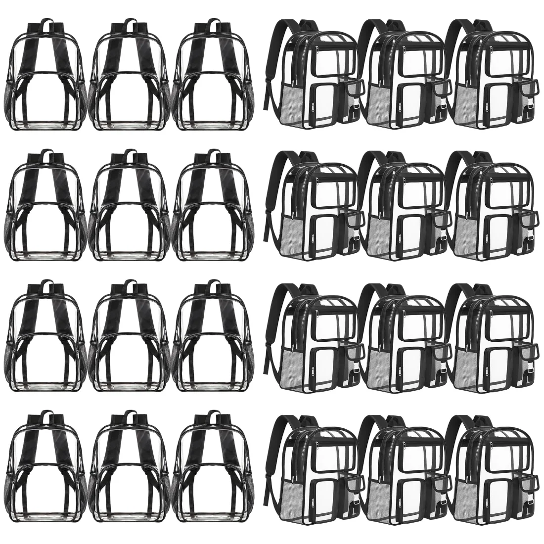Amylove 17 Inch Clear Backpacks, Black