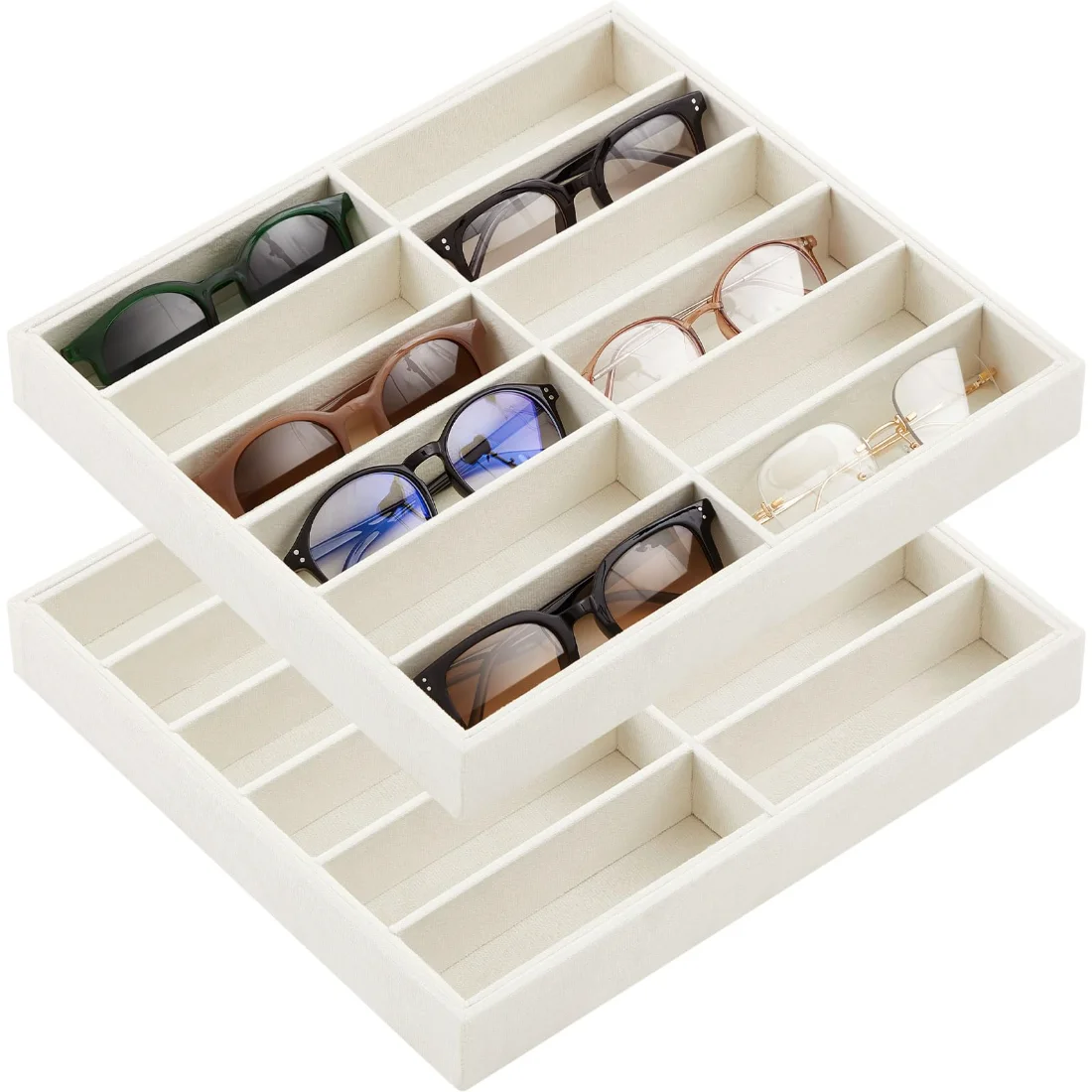 Amylove Sunglasses Organizer Tray Velvet Holder