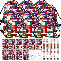 Amylove 36 Pcs International Flag Party Favors Includes 12, frame 1
