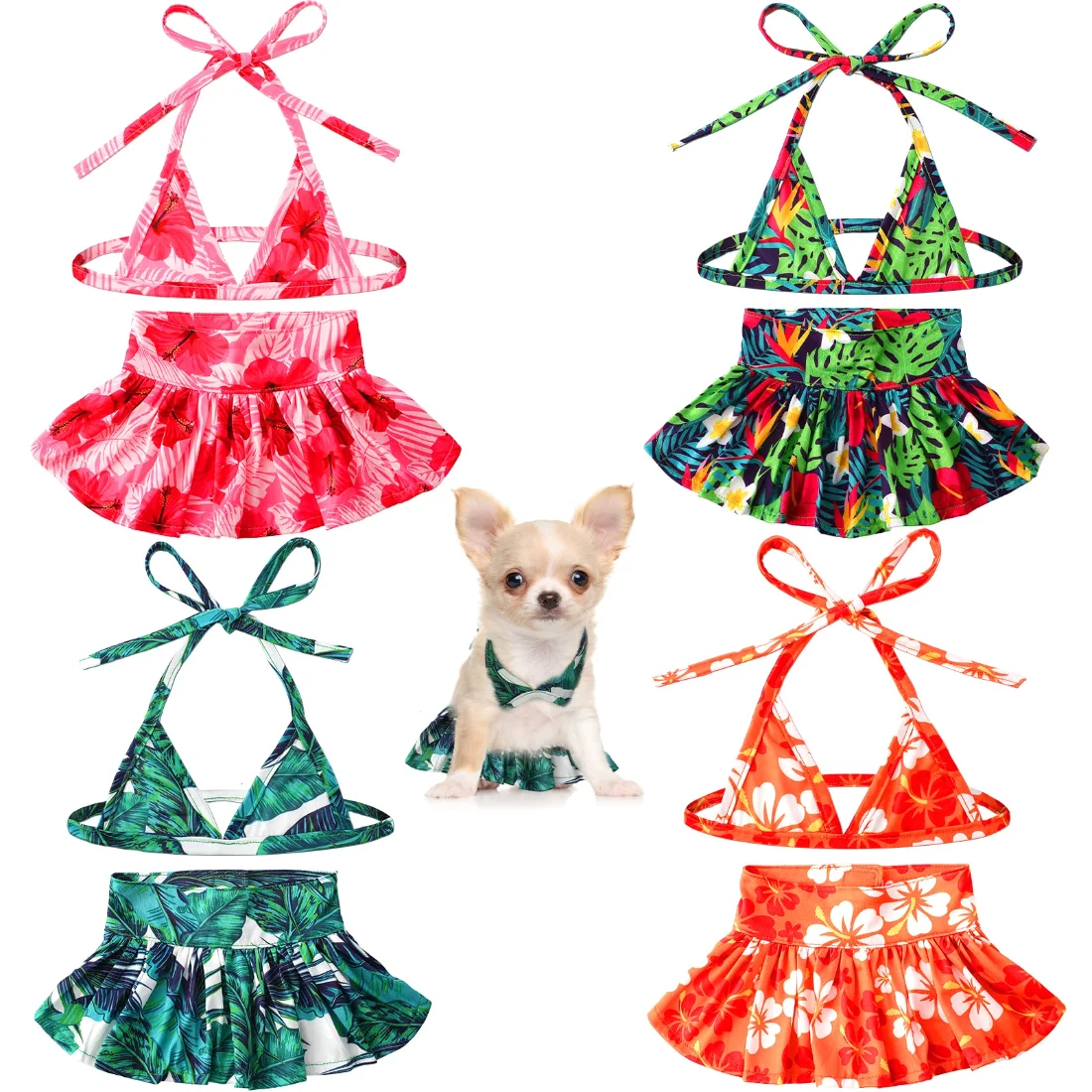Amylove Hawaii Small Dog Bikini Tropical Puppy Bathing Suits